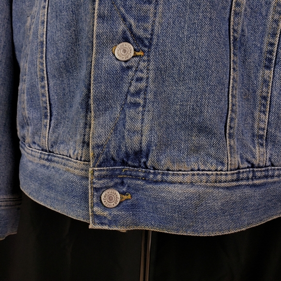 Lee Storm Rider Blacket Lined Denim Jacket Insulated Blue Jean Jacket XL L - Picture 9 of 9